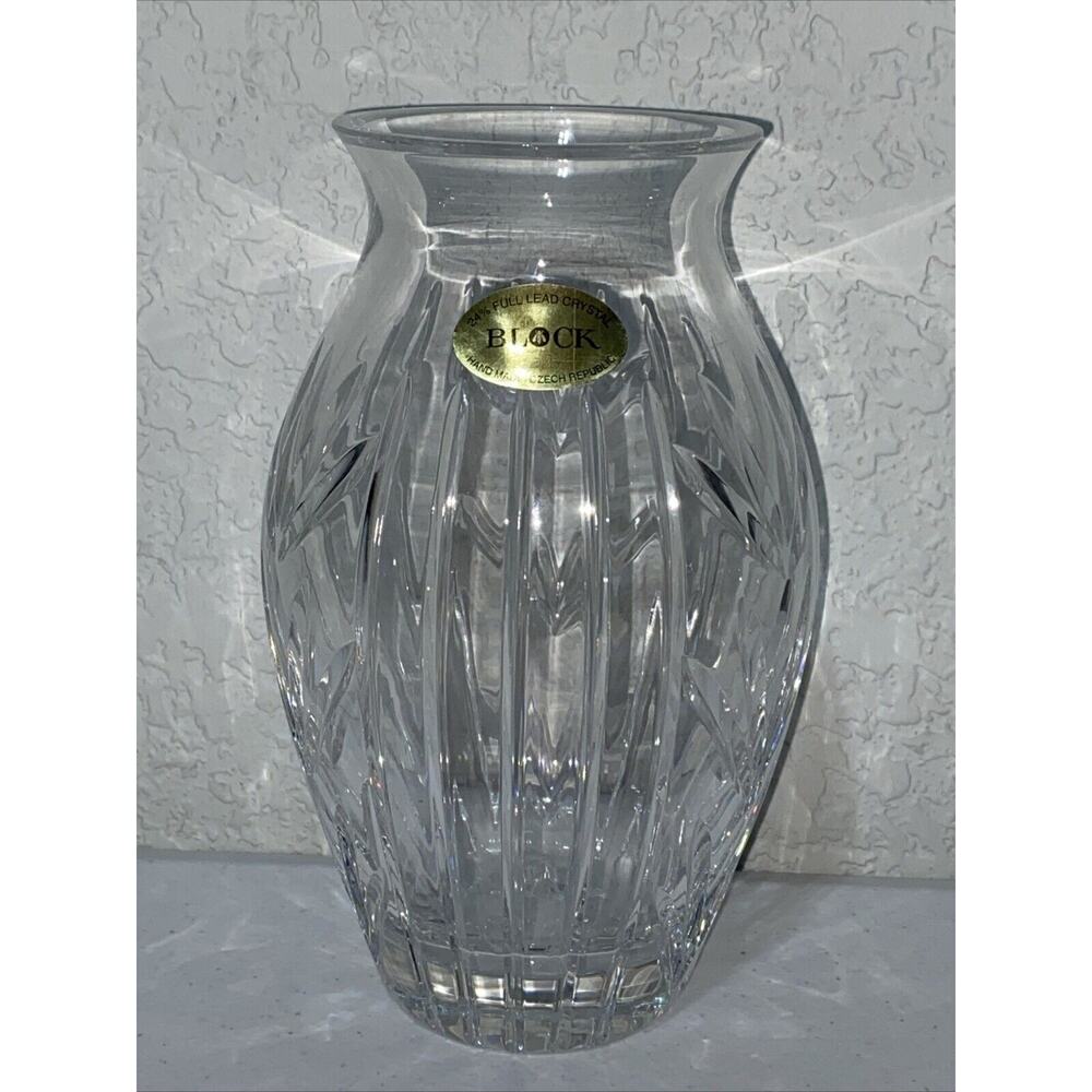 Block‎ Olympic 7” Rose Vase 24% Full Lead Crystal Hand Made In Czech Republic